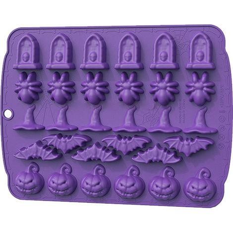 Moule Silicone Halloween - Forme Fantôme Citrouille - Pour Bonbons Savons Bougies Bombes De Bain - 12 Cavités (1/5)