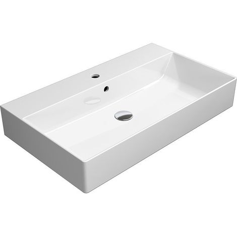 Lavabo en céramique KUBE X 80x47cm, blanc ExtraGlaze (1/4)