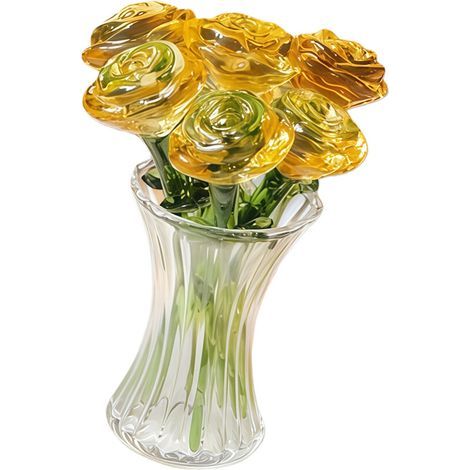 Figurine de Bouquet de roses en cristal avec Vase, ornements-4 (1/2)