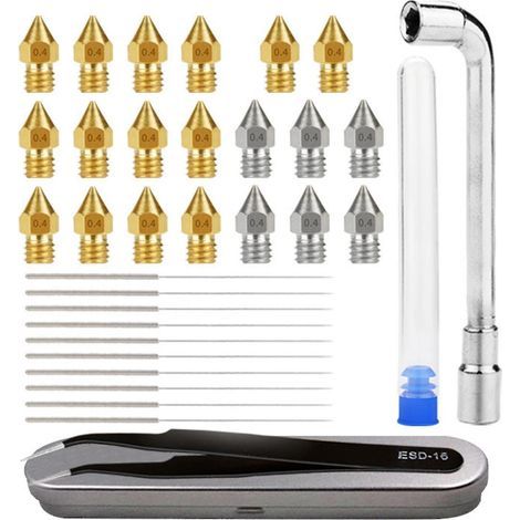 Lot de 34 aiguilles de nettoyage pour imprimante 3D, compatibles avec les forets de 0,4 mm. (1/4)