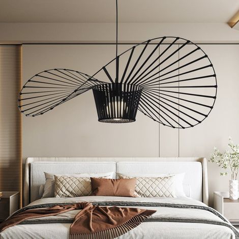 GBLY Lámpara colgante Retro Creativa – Forma de sombrero E27 Negro – 140cm LED para Salón Interior