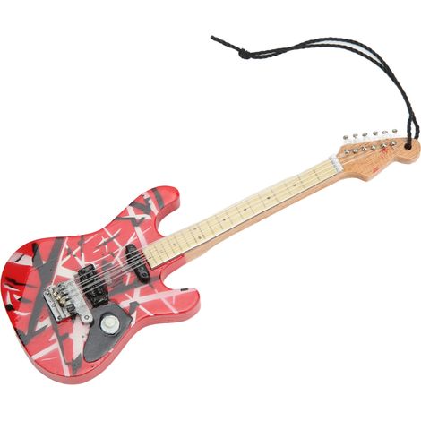 Guitare Décorative en Bois de Tilleul Miniature avec Finition Rouge et Détails Réalistes pour Cadeau (1/5)