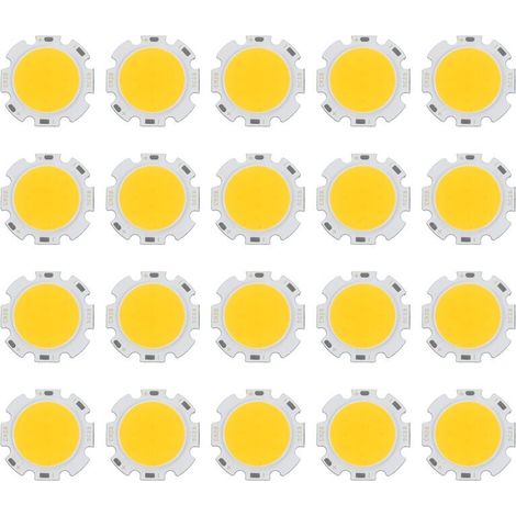 20 bombillas LED COB redondas de 5 W ultrabrillantes - Luz blanca cálida DC15-17V (1/4)