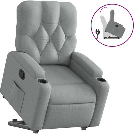 Maison Exclusive - Sillón reclinable elevable de tela gris claro