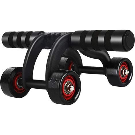 Roue abdominale à 4 roues avec poignées en mousse, appareil de musculation pour le renforcement des abdominaux, convient aux hommes et aux femmes. Idéale pour le fitness et le renforcement musculaire. (1/5)