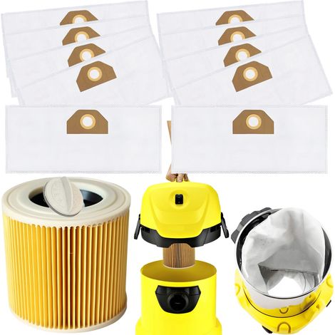 Kärcher WD3/WD2 Staubsauger-Staubbeutel- und Filterset (10-teilige Packung) - Synthetische Mikrofaser