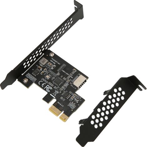 Carte d'extension PCIe vers USB 3.2 noire 5 Gbit/s haute vitesse PCIE X1 vers USB 3.2 Gen1 TYPE E 20 broches pour PC de bureau en façade Type C PCIE X1 vers USB 3.2 (1/5)