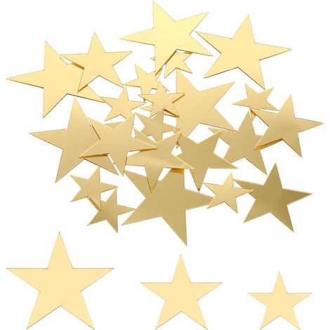 Lot de 40 stickers muraux pour chambre d'enfant, 3 tailles, étoiles dorées, miroir acrylique, amovible, décoration murale pour chambre à coucher, salon, chambre de bébé (1/5)