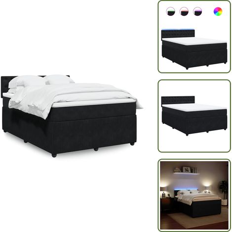 Sommier à lattes de lit avec matelas Noir 140x190 cm Velours - Sommier À Lattes De Lit - Sommiers À Lattes De Lit - Lit - Meuble De Chambre À Coucher (1/5)