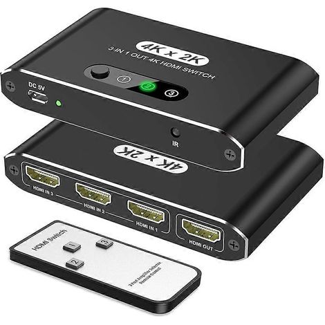 Commutateur de sortie compatible, distributeur 4K@30Hz avec télécommande, idéal pour/ (1/5)
