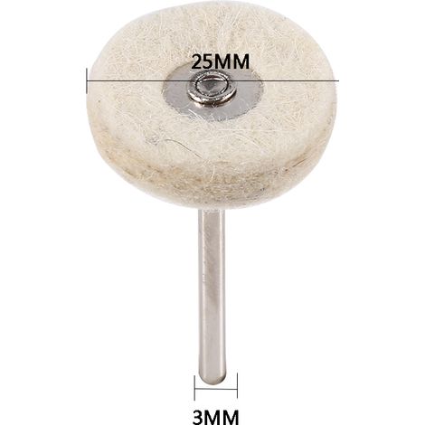 Lot de 10 brosses de polissage en feutre de laine de 25 mm avec manche pour perceuse et meuleuse (1/5)
