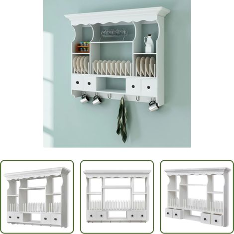 vidaXL Tiroirs cuisine - Armoire murale de cuisine en bois Blanc (1/5)