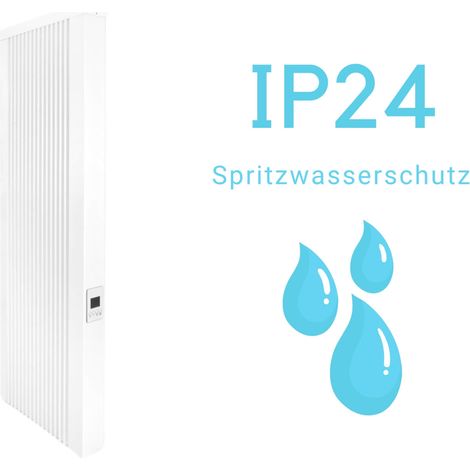 Elektroheizung areo bano hohe Flächenspeicherheizung 1000 Watt - hohe IP24 Flächenspeicherheizungs fürs Bad - digitales Thermostat mit LCD-Display - Option zur Appsteuerung von eVARMO (1/5)