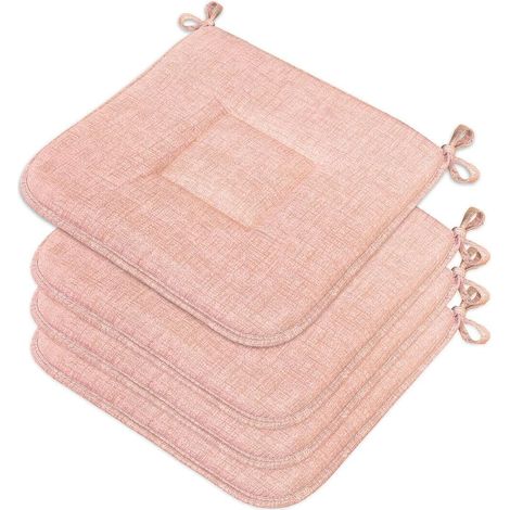 Set 4 Cuscini Sedia Cotone Morbidi Lavabili Universali Coprisedia Cucina Colore Pastello - Rosa