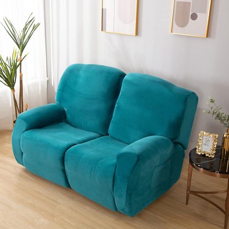 "Love" Recliner Seat Cover - Reclining Sofa Cover - 6-Piece Stretch Velvet Set - 2-Seater Sofa Cover - Thick, Soft, Washable Recliner Seat Cover (1/5)
