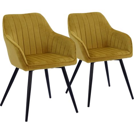 Set di 2 sedie BERTILLE in velluto senape