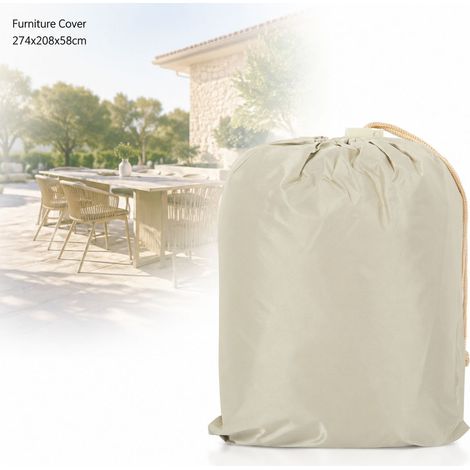 Toivize-Housse de Protection - 210D Oxford - Imperméable Anti-UV pour Ensemble Table Chaises de Jardin Rectangulaire Beige Marron 274x208x58cm (1/4)