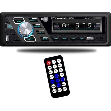 Autoradio 24V Bluetooth Stéréo MP3 Appels Mains Libres FM Ports USB TF AUX IN Prise ISO Télécommande (1/4)