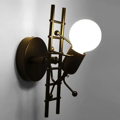 EASYCOMFORT Vintage Applique Murale, Lampe de Chevet de Chambre Industrielle Rétro Applique Murale Décor Moderne En Métal Lanterne Murale Décoration Applique Murale E27 Base (Ampoules Non Incluses) (1/5)