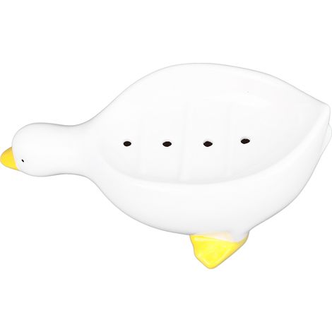 Porte-Savon Canard en Céramique, Forme Animale Mignonne, Égouttoir Intégré pour Salle de Bain, Douche ou Cuisine (1/5)