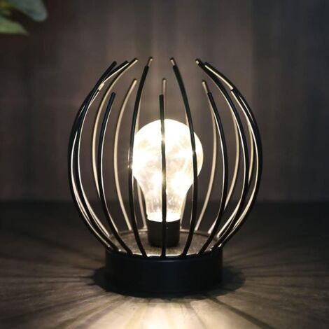 Vtizikl Lampe de table à cage en métal Lampe sans fil à piles avec ampoule LED de style Edison Idéal pour les mariages, les (1/4)