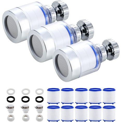 Filtre Eau Robinet Rotation 360° Universel - Purificateur Cuisine/Salle de Bain-Élimine Chlore,Fluor, Métaux Lourds & Eau Dur (1/5)