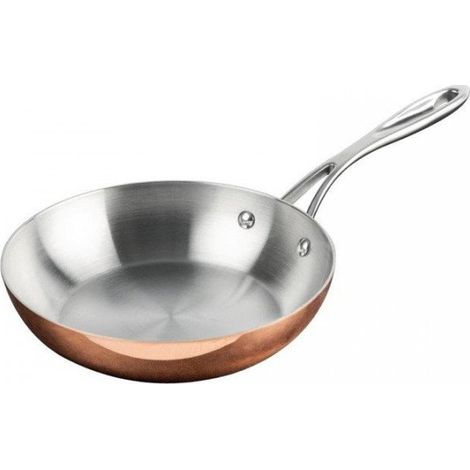 Poêle professionnelle en cuivre triple épaisseur 20 cm – Répartition uniforme de la chaleur – Compatible tous feux sauf induction – Vogue (1/5)