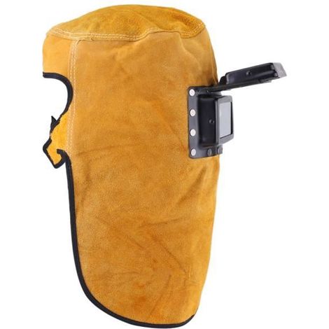 Cagoule de soudage en cuir, masque de capot de casque de soudage 3 en 1 avec lentille, zone de vue: 10,8x4,5 cm, capuchon de (1/3)