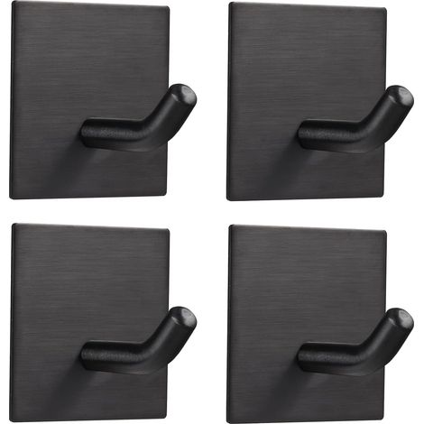 4er-Pack robuste Klebehaken, Edelstahlhaken für Küche, Bad, Haustür, Handtuch, Mantel, Schlüssel, Bademantelhaken, 4er-Pack (1/5)