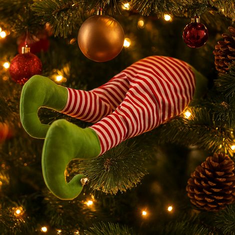 Gambe elfo natalizio a batteria con movimento decorazione per albero (1/4)