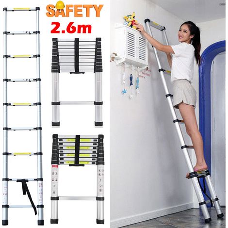 2.6m Alu Teleskopleiter Échelle double Échelle simple Échelle multi-usages Stabil ，9- Stufenleiter