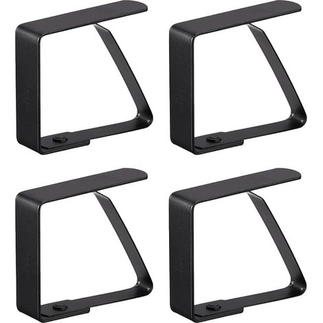Catelves Lot de 4 grandes pinces à nappe noires - 7 cm - En acier inoxydable - Pour tables épaisses, tables de jardin, pique-niques, mariages, table à manger familiale (8 x 7 cm) (1/5)