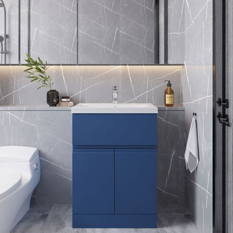 Hudson Reed Urban Floor Standing Vanity Unit with Basin 2 Satin Blue - 600mm Wide (1/5)