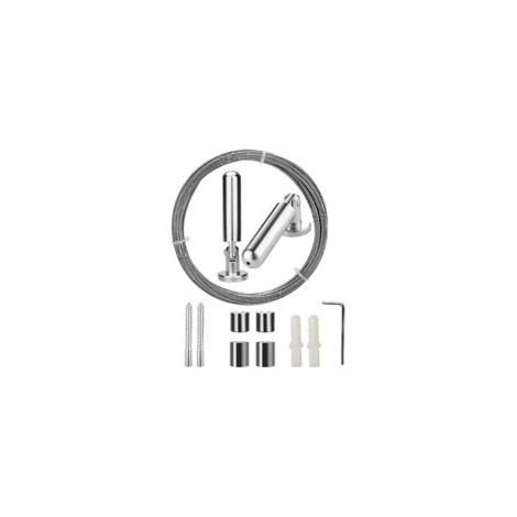 Acier Inoxydable Rideau Tension Fil Pincer Clips Net Rideau Tieback Rod Set Photo Suspendus 5 Mètres (1/5)