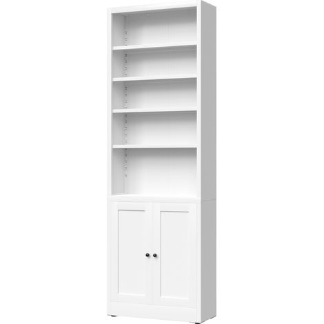 Libreria in metallo bianco a 5 ripiani regolabili con anta, 180 x 60 x 23,6 cm (1/5)