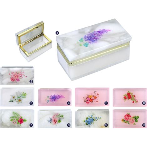Scatola rettangolare in alabastro, contenitore per gioielli, confezione regalo 8x4 cm (1/5)