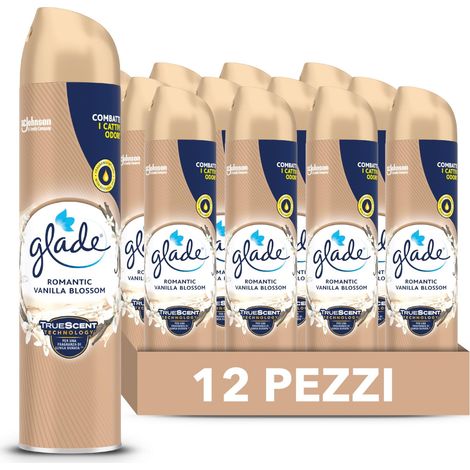 Glade Deodorante per Ambienti Spray, Fragranza Vaniglia, Formato 12 Spray da 300ml (1/5)