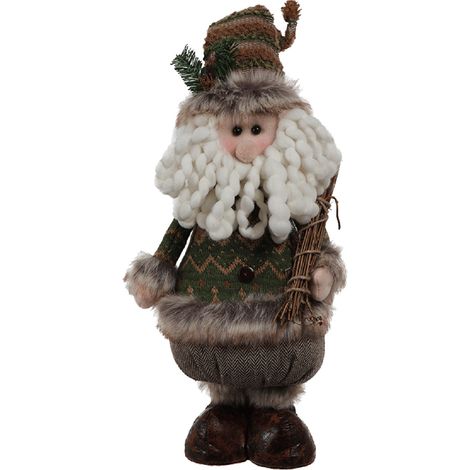 Rebecca Mobili Père Noël Gnome Grand Vert Marron Décoratif 48x22x14