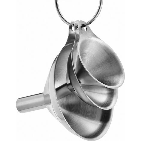 Ensemble de 3 entonnoirs en acier inoxydable pour la cuisine, petits entonnoirs et passoires pour le transfert d'huile liquide (1/4)