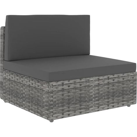 Canapé central sectionnel de jardin Canapé Relax Moderne Résine tressée Gris -BV13670 (1/5)
