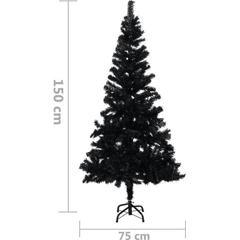 Sapin de Noël Noir artificiel 150 X 75 cm et pied support pour un Noël original. (1/5)