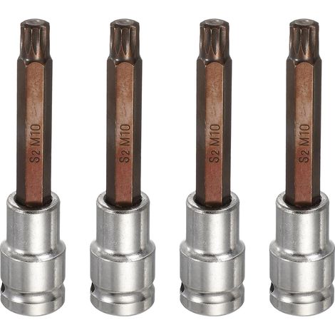 4Pcs Embout Triple Carré Spline Pour Écrou Hexagonal Boulon Auto (1/5)