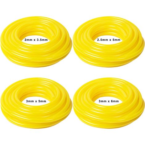 Juego de 4 mangueras de combustible de PVC Longitud 1,5 m Dimensiones (diámetro interior x diámetro exterior) 2,5 x 5 mm, 3 x 5 mm, 2 x 3,5 mm, 3 x 6 mm