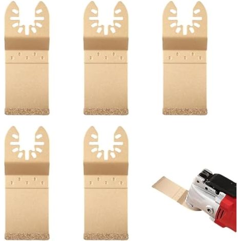 Lames multi-outils à carbure, lot de 5, coupe d'extrémité 35 mm pour mortier dur, brique et plâtre, fixation universelle pour outils oscillants, compatibles Dewalt, Makita, Bosch, Fein et plus.