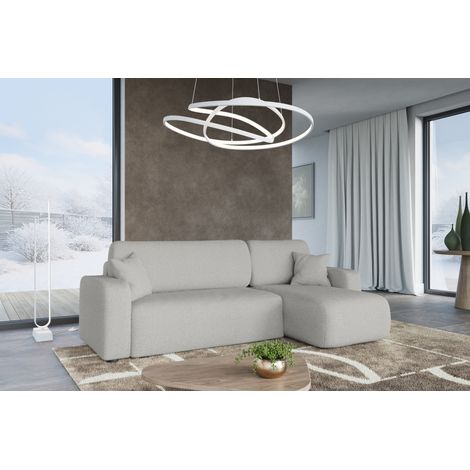 Divano letto angolare reversibile con vano contenitore universale Piano L in tessuto bouclé grigio del produttore - VINOTTI