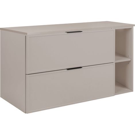 Rodan Waschbeckenunterschrank Slim 100,6 cm, Cashmere, 46 x 100 x 58,6 cm, wandhängend, beige Platte und Ablage, 3 Grifffarben inklusive
