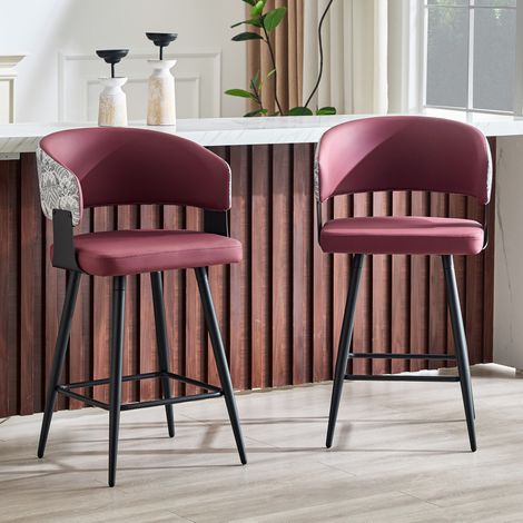 Sedia imbottita con braccioli in PU rosso OKMYHOME (1/5)