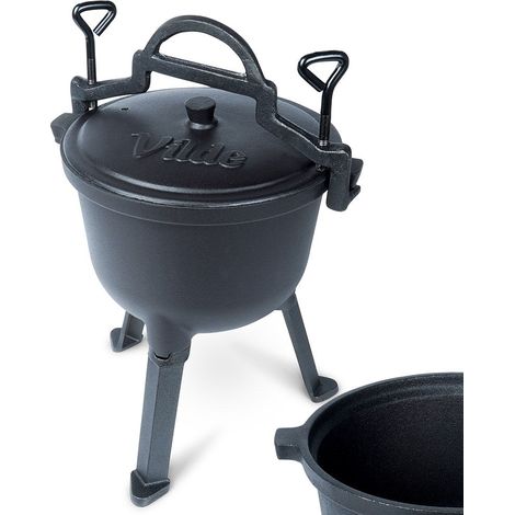 Marmite en fonte avec couvercle - 4l pour feu ouvert