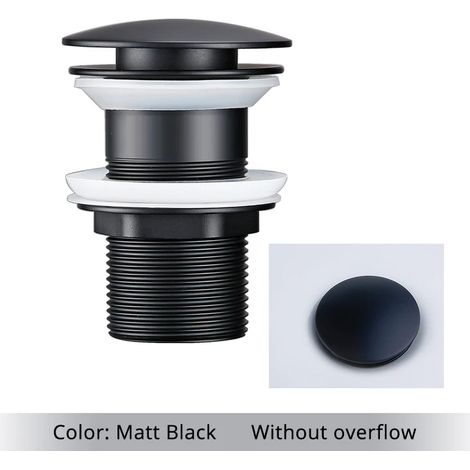 (Matt black-2) Bathroom Bath Pop Up Drain Stopper Rose Gold Polished Anti-Corrosion Durable With OverFlow Hole Basin Sewer Plug (1/4)
