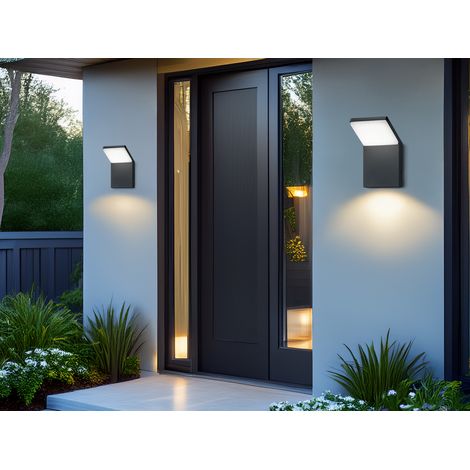 LED Außenwandleuchte Downlight in Anthrazit - 2er SET für Hausbeleuchtung (1/5)
